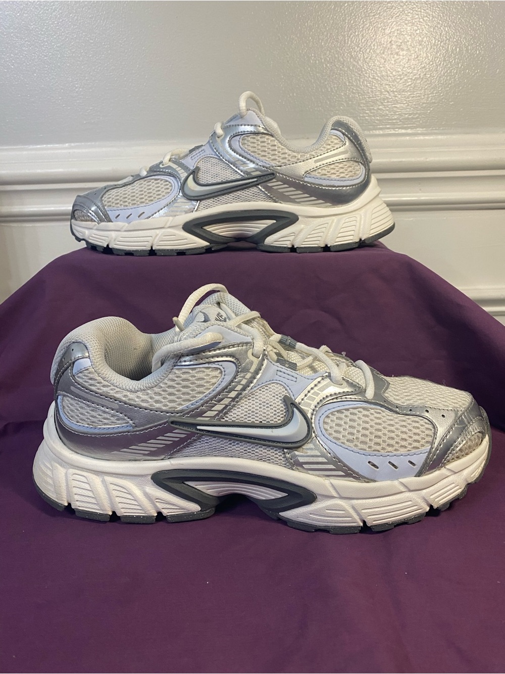 Nike Women's White & Silver Mesh Running Trainers